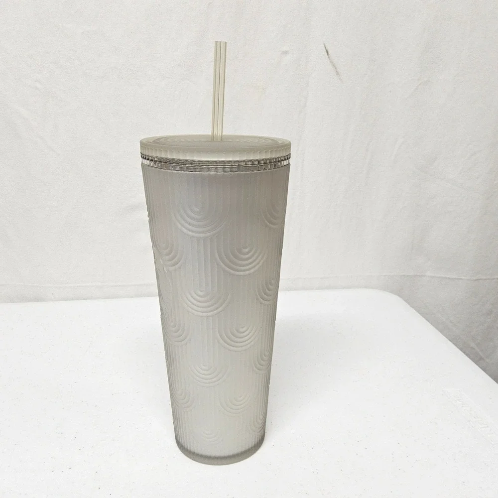 Starbucks Cold‎ Cup Tumbler 24oz Frosted Grey Scalloped Wave Siren 011155891
